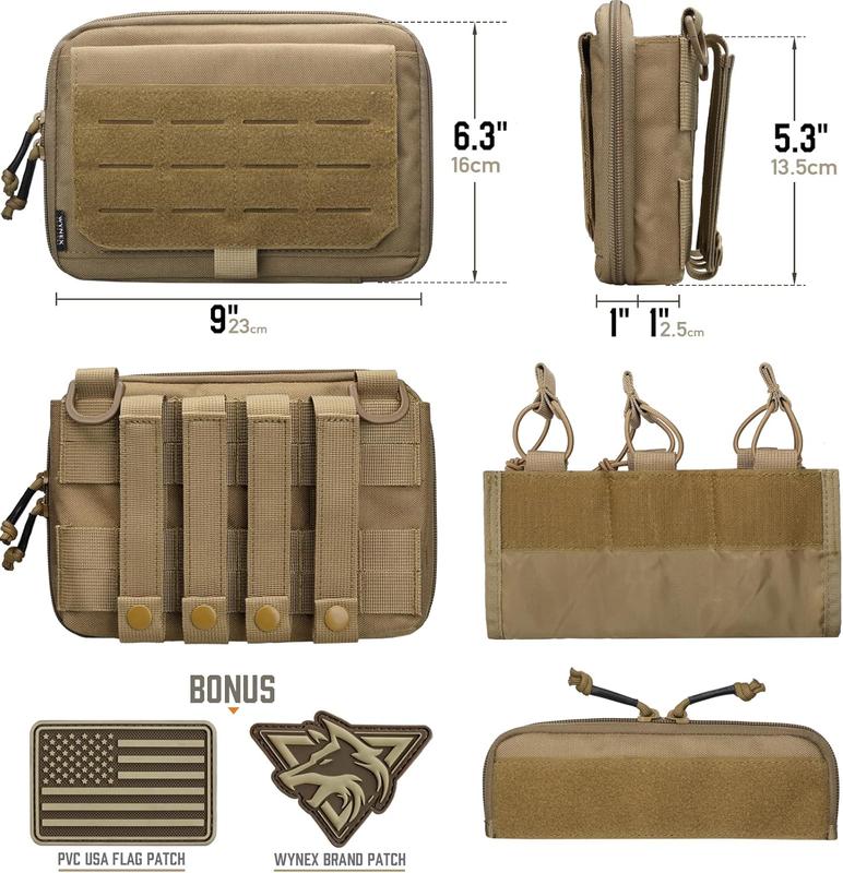 Molle Admin Pouch of Kangaroo Style, Tactical Utility Tool Pouch with Mag Zipper Strip Insert Modular EDC Medical Bag Organizer Attachment Patch Included