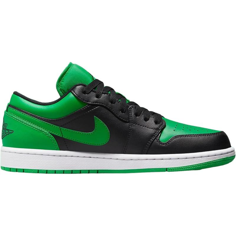 Men's Air Jordan 1 Low Black Black-Lucky Green-White (553558 065)