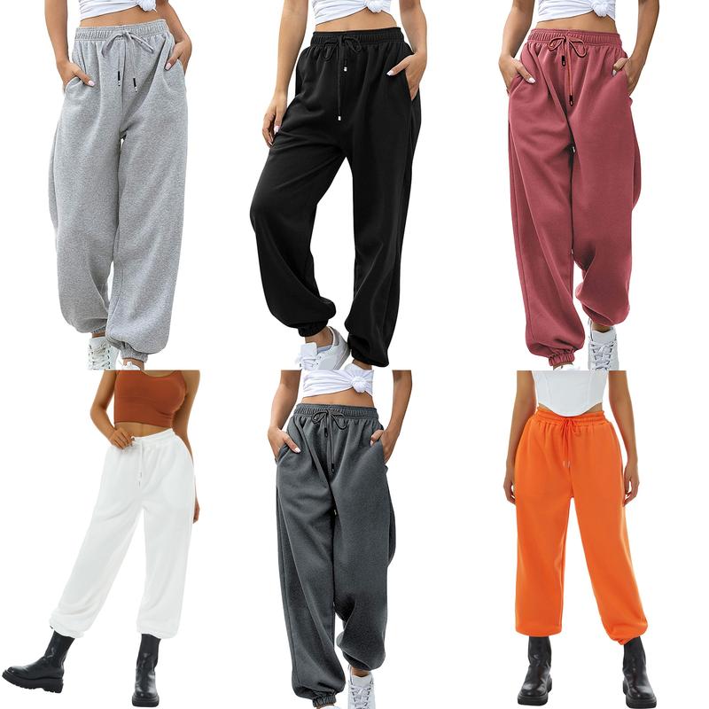 Sweatpants for Teen Girls Baggy High Waisted Cinch Bottom Sweatpants Yoga Workout Joggers Cute Sweats Pants with Pockets