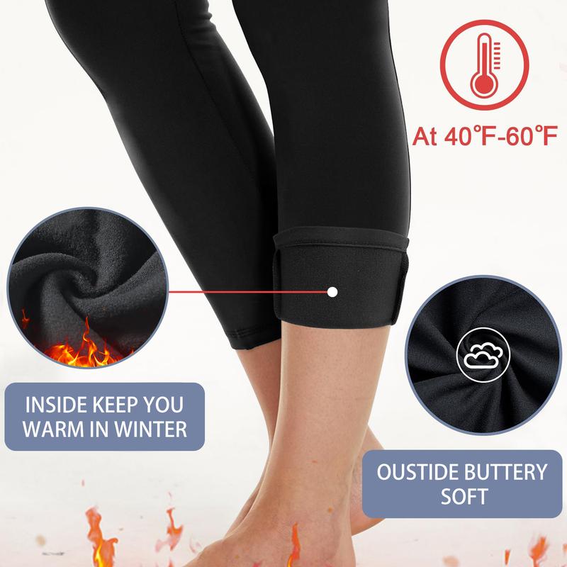 (3 Pieces) High Waisted Tummy Control Side Thermal Pocket Shaping Training Leggings Women Thin Fleece Leggings Workout Pocket Yoga Leggings