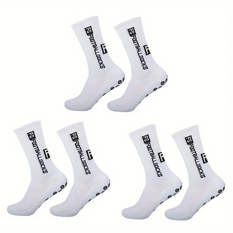 3pairs Men's Soccer Socks, Non-slip Football Socks, Breathable Wear-resistant Sport Socks For Basketball Running