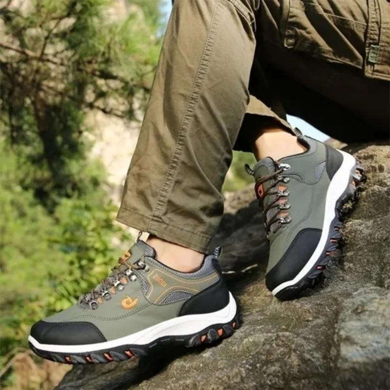 Men Casual Running Camping Shoes Leather Outdoor Sneakers Hiking Shoes Waterproof Non-slip Sport