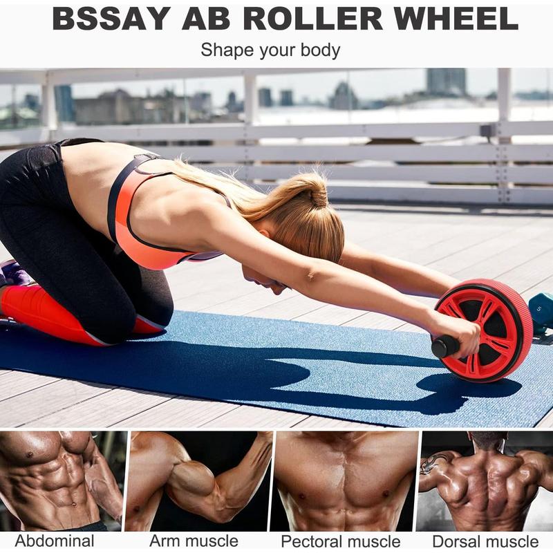 Ab Roller Wheel, Abs Workout Equipment for Abdominal & Core Strength Training, Exercise Wheels for Home Gym Fitness, Wider Ab Machine with Knee Pad Accessories