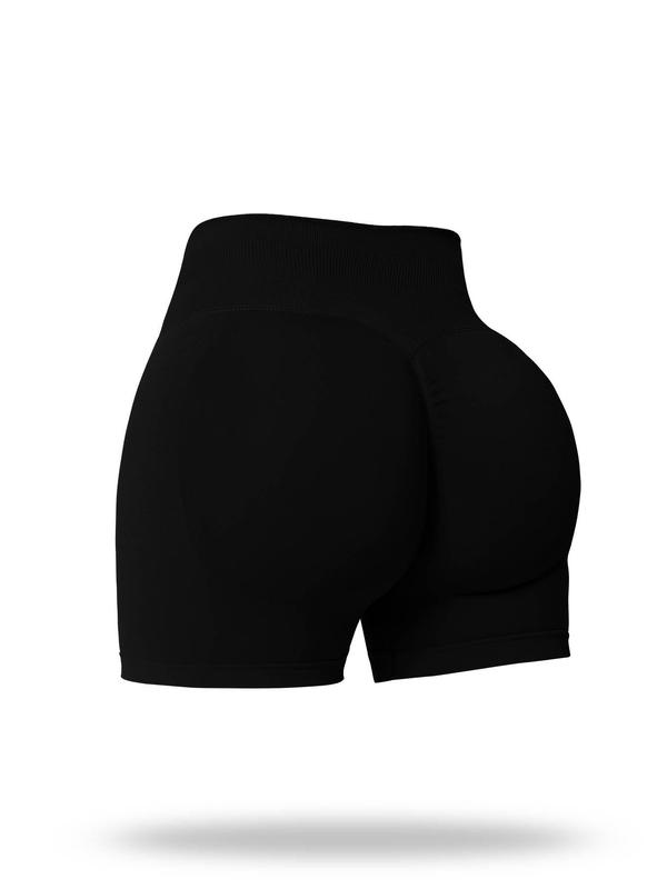 Women's Solid High Waist Sports Shorts, Breathable Comfortable High Stretch Yoga Shorts, Ladies Sportswear for Indoor Outdoor Wear