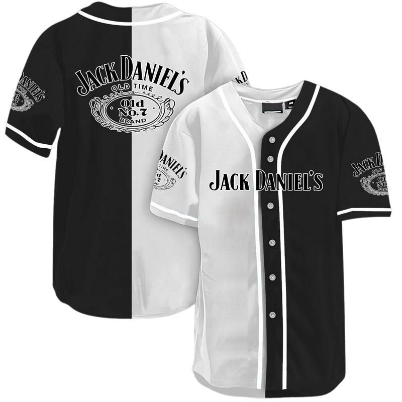 Stylish Jack Daniels Baseball Jersey for Whiskey, Premium Jack Daniel's Whiskey Barrel Camo Pattern Old Time Tennessee No.7 Button Unisex V Neck Baseball Jersey for Men and Women, Vintage Retro Whisky Holiday Liquid Alcohol Drinking Lover Fashion Tee