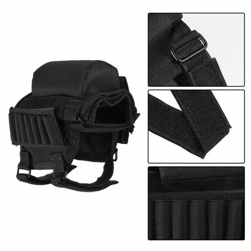 Adjustable Outdoor Tactical Butt Stock Rifle Cheek Rest Pouch Bullet Holder Bag