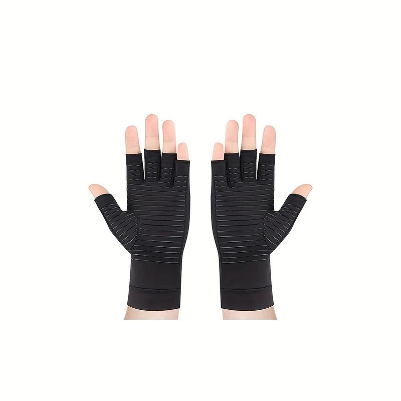 Half Finger Sports Gloves, 1 Pair Copper Compression Gloves, Fingerless Gloves, Unisex Gloves for Cycling, Biking, Driving, Exercise, Training, Fitness, and Outdoor Activities