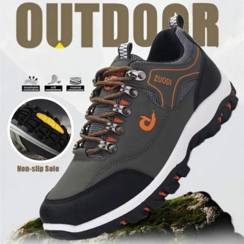 Men Casual Running Camping Shoes Leather Outdoor Sneakers Hiking Shoes Waterproof Non-slip Sport