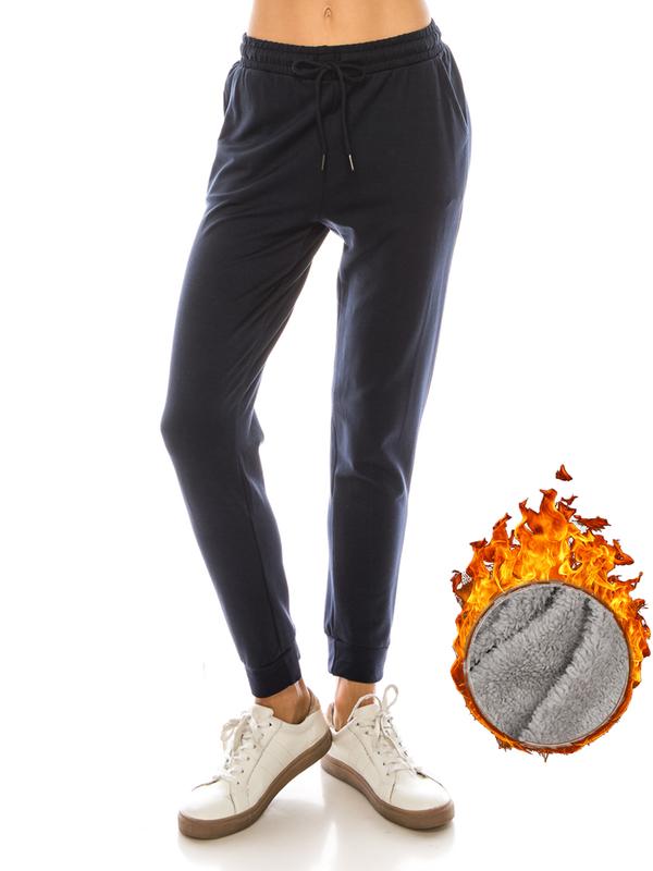 The12th Women's Soft Fleece Pockets Drawstring Jogger Elastic Waist Premium Warm Track Breathable Comfortable Sweatpants