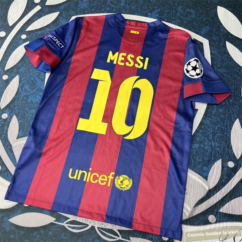 14 15  Home Vintage Jersey No. 10 Messi Short Soccer Jersey