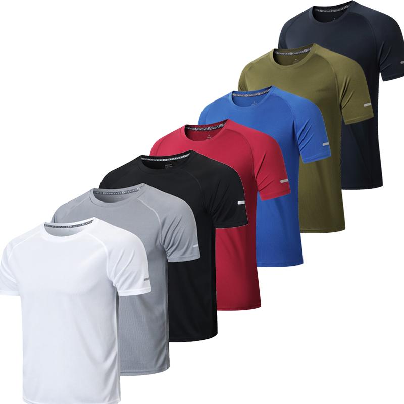 3 5 7PCS Men's Plain Round Neck Regular Sleeve,Spring Sportswear, Compression Shirts,QuickDrying T-shirt,Back To School Tops