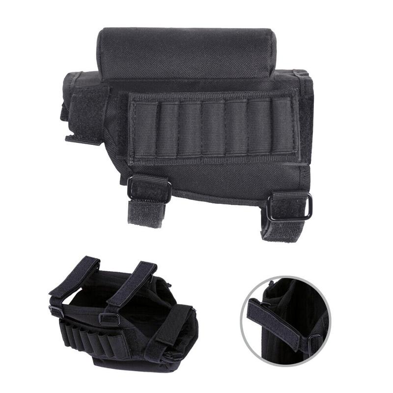 Adjustable Outdoor Tactical Butt Stock Rifle Cheek Rest Pouch Bullet Holder Bag