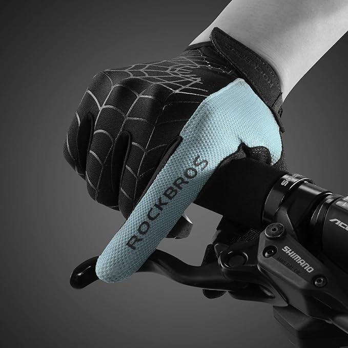 ROCKBROS Full Finger Gloves Touch Screen MTB Motorcycle Bicycle Cycling Gloves Touch Screen Anti-Slip MTB Gloves for Cycling Workout Outdoor Sports