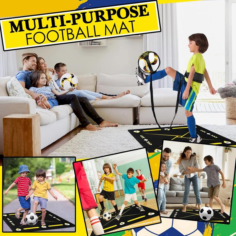 Soccer Training Equipment, Football Footstep Training Mat, Anti-Skid Soccer Footwork Training Mat with Solo Soccer Trainer for Ball Sizes 3, 4, and 5, Ball Mastery Mat Soccer Gift for Kids Adult