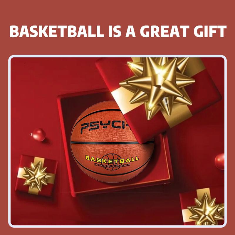 PSYCHE Rubber Basketball with free Pump and Needles, Portable Durable, Deep Channel Construction Streetball, Made for Indoor Outdoor Games