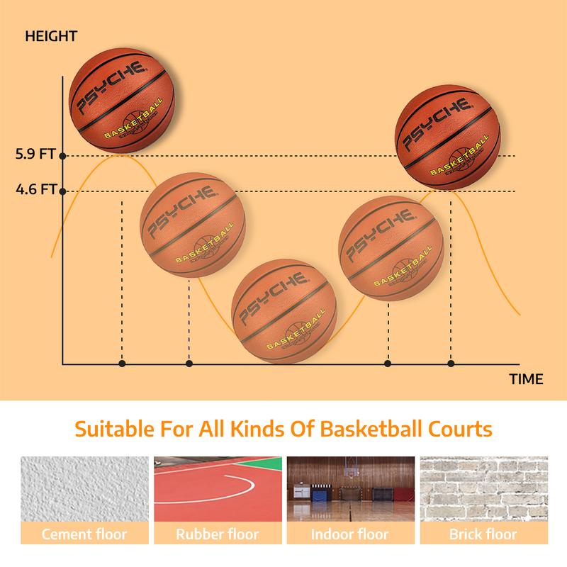 PSYCHE Rubber Basketball with free Pump and Needles, Portable Durable, Deep Channel Construction Streetball, Made for Indoor Outdoor Games