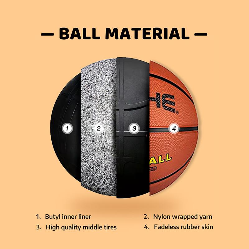 PSYCHE Rubber Basketball with free Pump and Needles, Portable Durable, Deep Channel Construction Streetball, Made for Indoor Outdoor Games