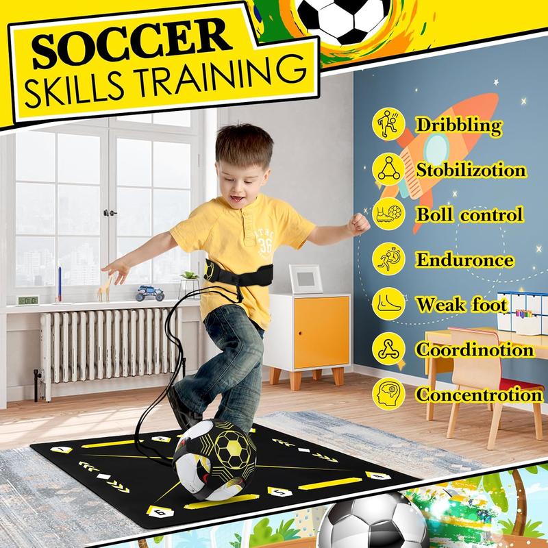 Soccer Training Equipment, Football Footstep Training Mat, Anti-Skid Soccer Footwork Training Mat with Solo Soccer Trainer for Ball Sizes 3, 4, and 5, Ball Mastery Mat Soccer Gift for Kids Adult