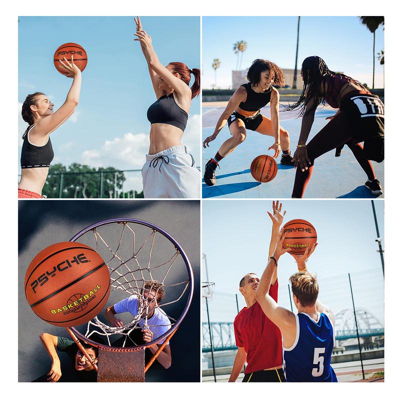 PSYCHE Rubber Basketball with free Pump and Needles, Portable Durable, Deep Channel Construction Streetball, Made for Indoor Outdoor Games