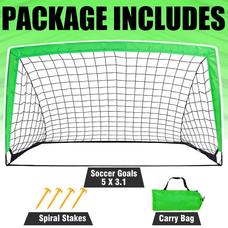 Foldable Soccer Goal, 1 Set 5x3ft Soccer Practice Net with Portable Carrying Bag, Soccer Training Equipment for Outdoor Sports Game, Christmas Gift