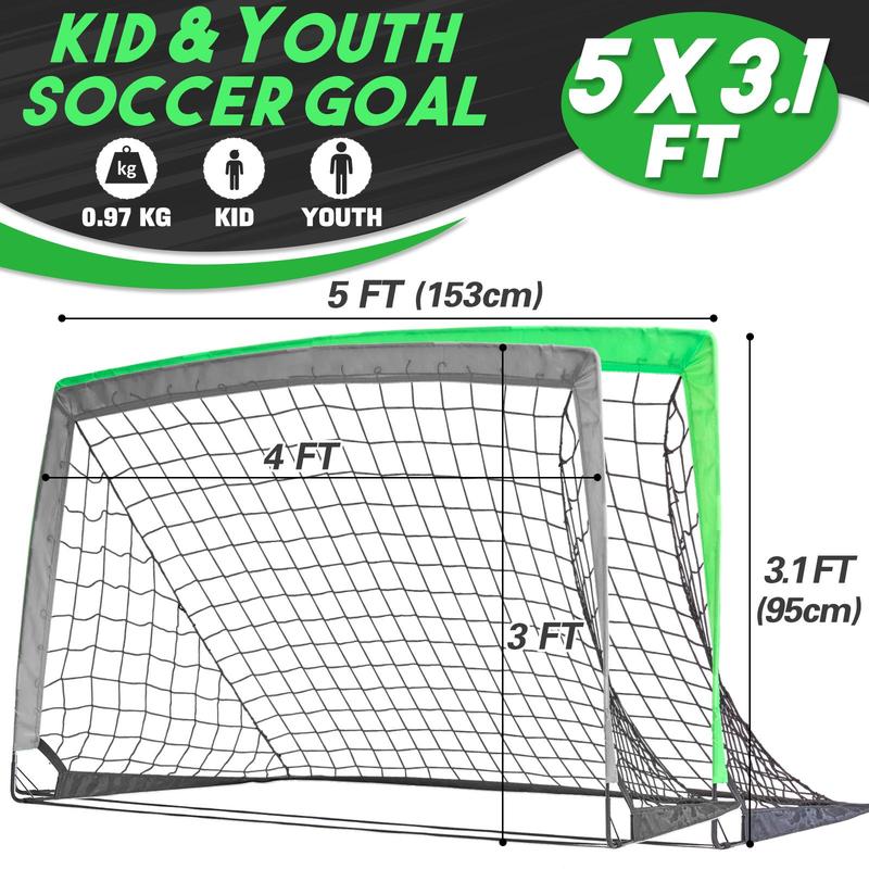 Foldable Soccer Goal, 1 Set 5x3ft Soccer Practice Net with Portable Carrying Bag, Soccer Training Equipment for Outdoor Sports Game, Christmas Gift