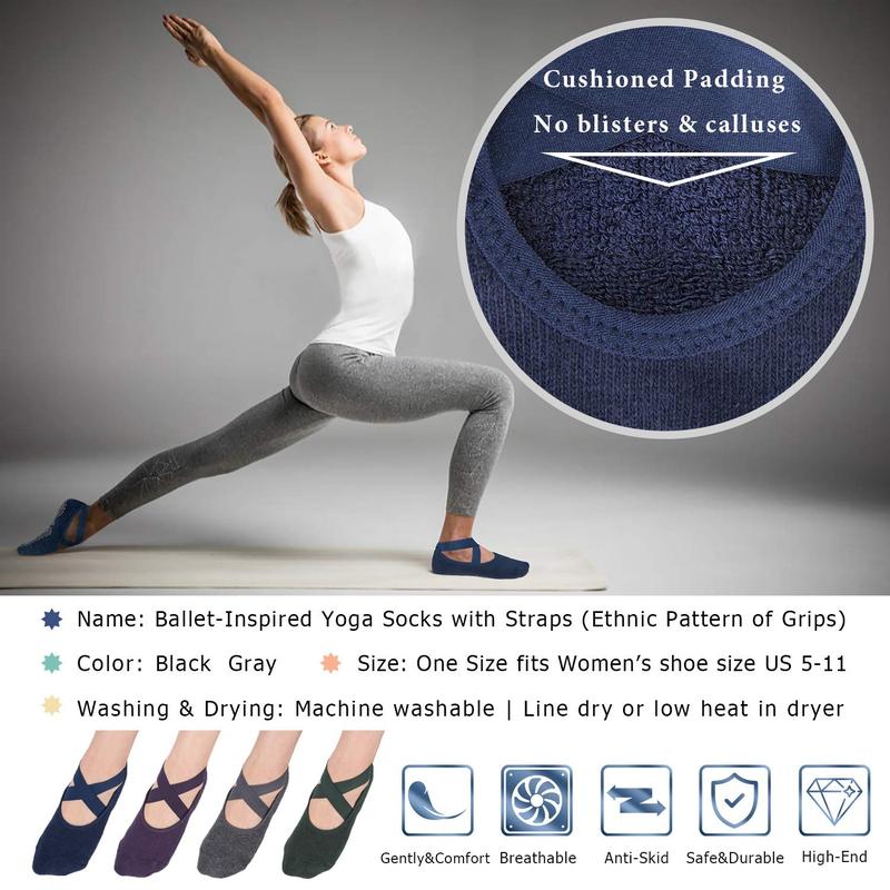 Ozaiic Yoga Socks for Women Non-Slip Grips & Straps, Ideal for Pilates, Pure Barre, Ballet, Dance, Barefoot Workout Woman