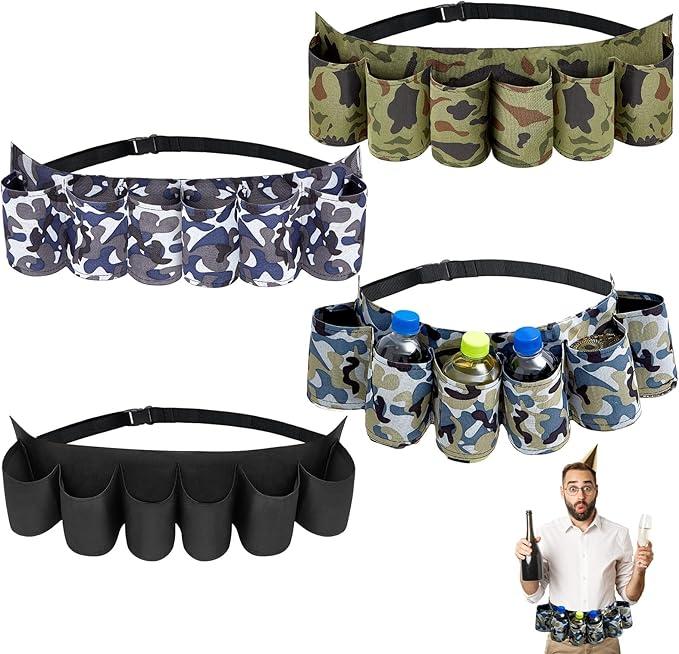 Beer Belt Holster Beer Soda Bottle Holder Belts Drink Can Holder Adjustable Waist Pack Bag Holds 6 Cans Perfect for Parties Picnics Hiking