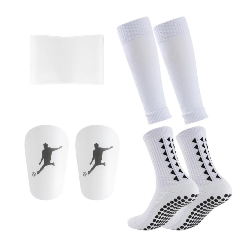 Football Stadium Equipment Set (1 Set), Non-slip Football Socks with Silicone Pad, Protective Leg Sleeves, Shin Guards, Soccer Accessories for Men & Women