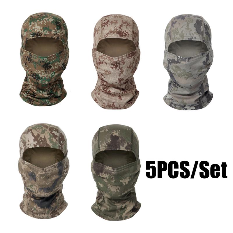 5PCS Camouflage Balaclava Face Mask UV Protection Men Women Sun Hood Tactical Motorcycle Running Riding