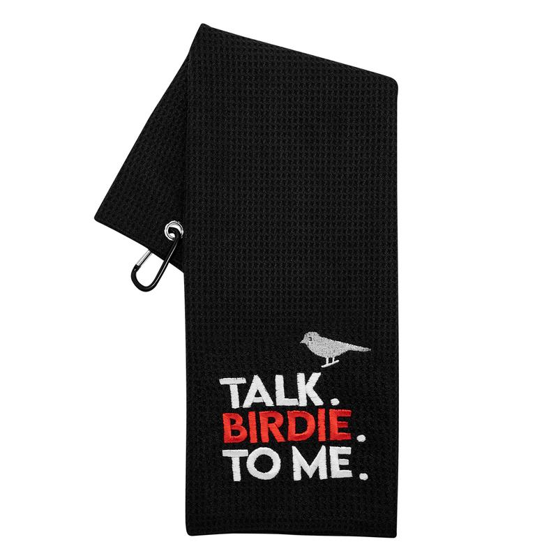 (Talk Birdie To Me) Golf Towel with Quick-Dry Dual-Sided Design, Portable Carabiner, Gentle Cleaning, Durable & Easy-Care