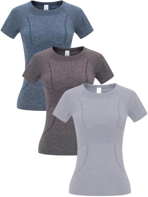 Women's Solid Raglan Sleeve Sports Tee, Quick Drying Breathable Round Neck Short Sleeve T-shirt, Ladies Back To School Sportswear Gym Tops for Fall, Workout Tops Compression Shirts, Yoga Tops, Fall Tops 2024, Fallfreshness, Cute Gym Clothes