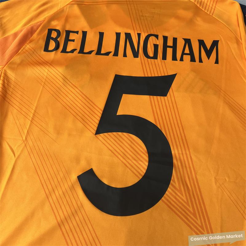 2425  Away Orange NO.5 Bellingham Short Sleeve Soccer Jerseys