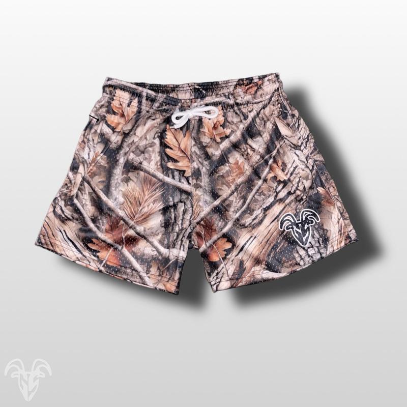 Goat Strength Hunter Camo Shorts - 5 Inch Inseam, Breathable Elastic Workout Gym Shorts - Zipper Pockets outfits workoutfit