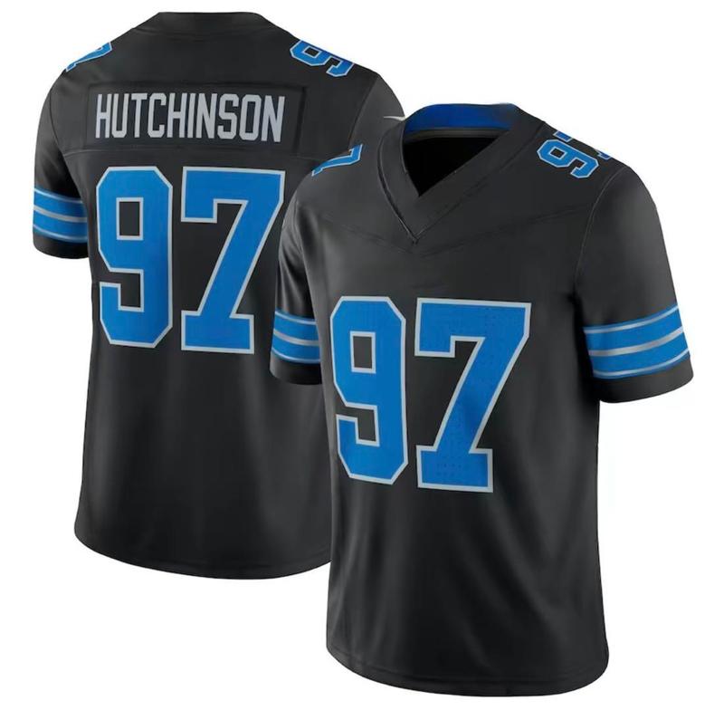 24 Season Lions Black Football Jersey No.5 No.58 No.97, America Football Team, Men's Jersey, Sport 3D Shirt