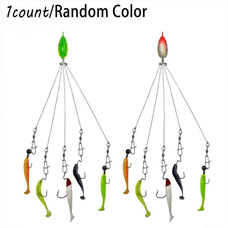 Random Color Artificial Fishing Lure, 1 Count Fake Fishing Bait with Hook, 5 Arms Alabama Umbrella Rig, Outdoor Fishing Accessories for Fishing Enthusiasts, Fishing Stuff