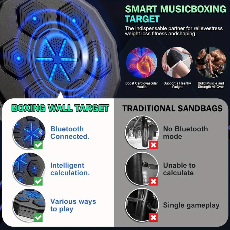 Smart Music Boxing Machine with Gloves, Wall-Mounted Electronic Boxing Mat, Suitable for Adults, Rhythm Synchronization Technology, Family Fitness Training Aid, Indoor Fitness Boxing Equipment