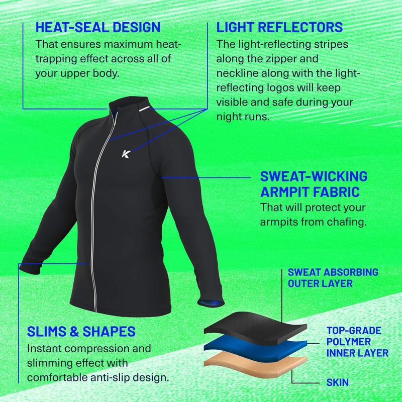 Kewlioo Pro Sauna Jacket for Men (Full Half Zip)