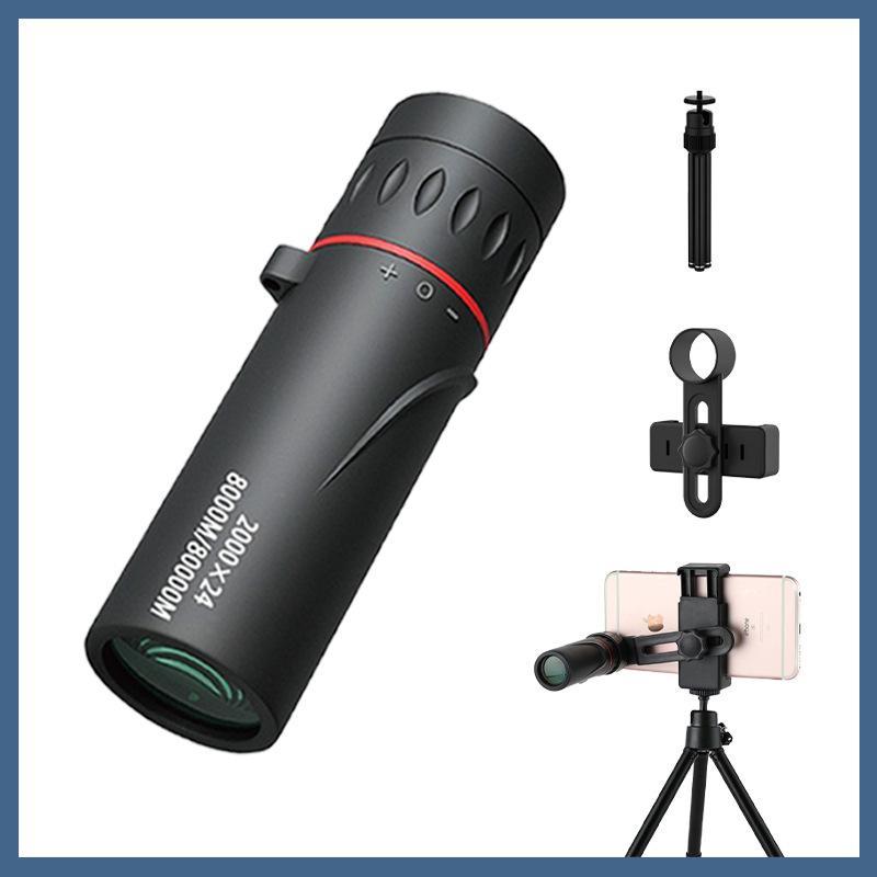 Portable Monocular Telescope, 2000x24 Magnification Monocular Telescope with Phone Holder & Tripod, Outdoor Camping Telescope for Hunting, Travel, Christmas Gift