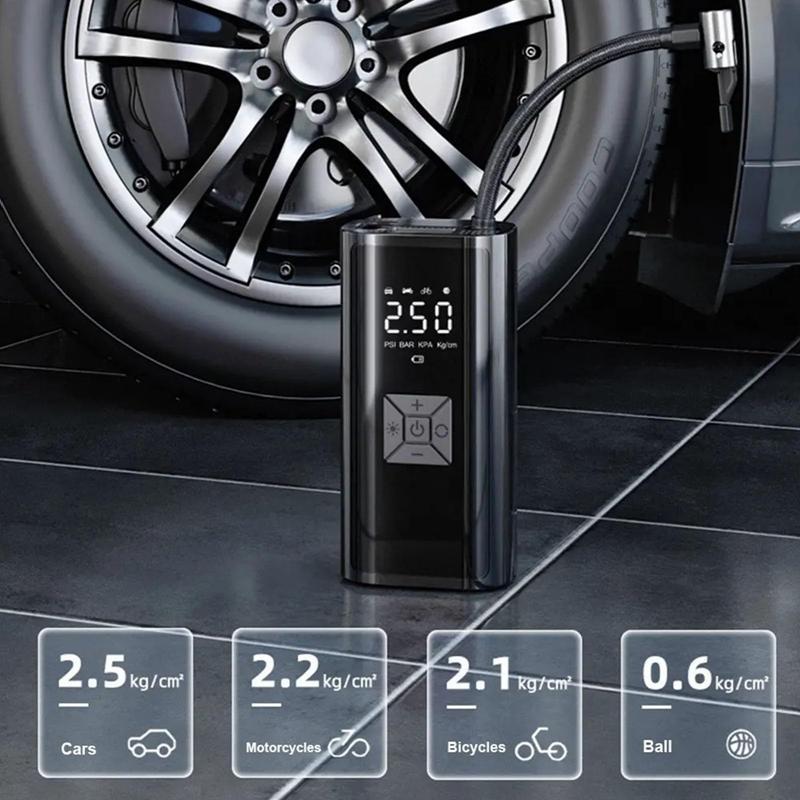 Portable Car Tire Inflator Pump, 6000mAh 12V 150PSI Car Air Compressor with LED Lighting, Suitable for Ball, Motorcycle, Bicycle, Car Tire Inflation