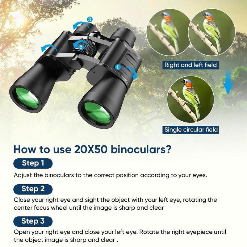 10x50 Binoculars with Storage Bag, High Power Binoculars, Waterproof Binoculars for Outdoor Camping & Hiking & Hunting & Bird Watching