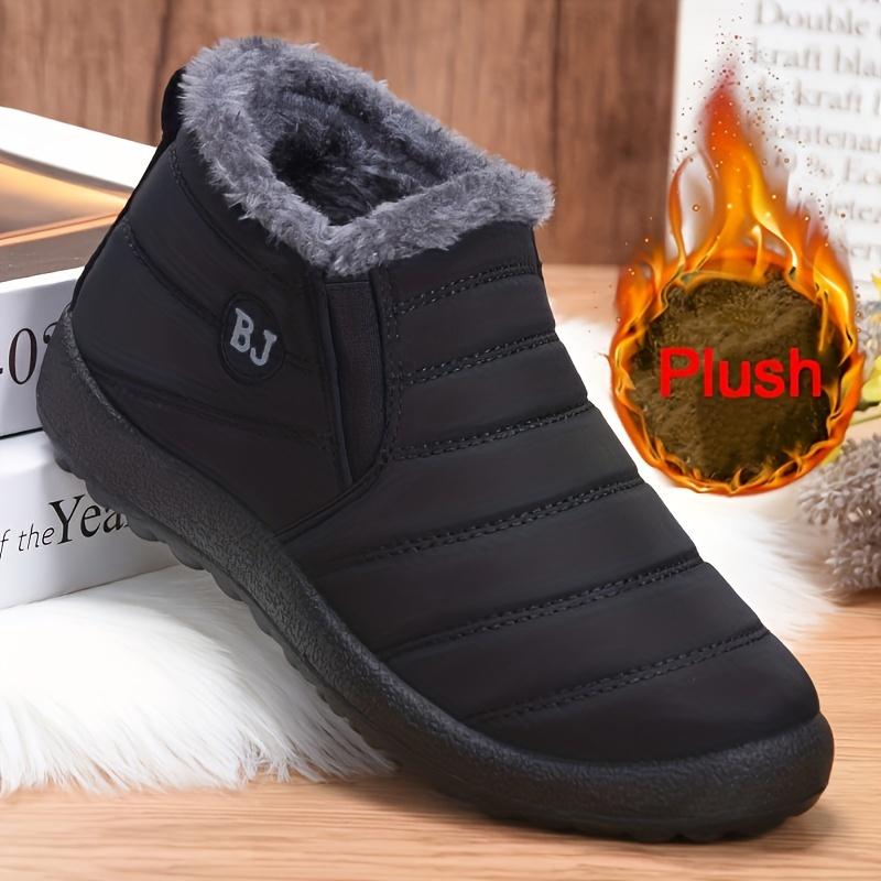 Men's Snow Boots, Winter Thermal Shoes, Windproof Hiking Boots With Fuzzy Lining