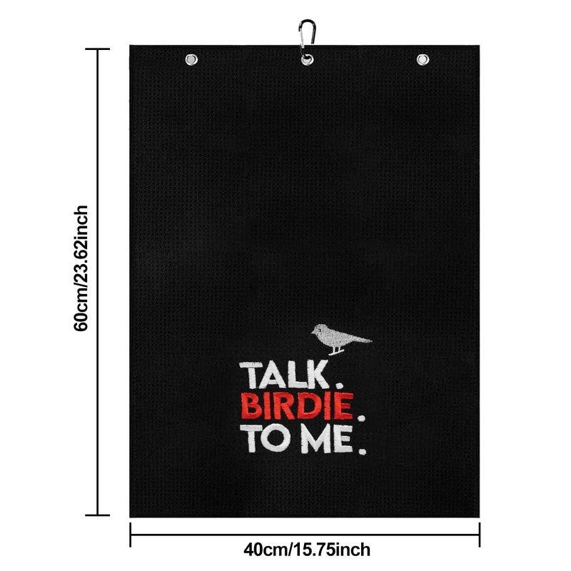 (Talk Birdie To Me) Golf Towel with Quick-Dry Dual-Sided Design, Portable Carabiner, Gentle Cleaning, Durable & Easy-Care