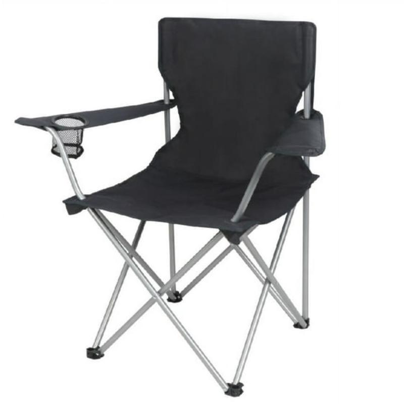 Ozark Trail Adult Basic Quad Folding Camp Chair with Cup Holder, Black