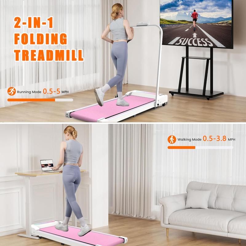 [Fahuac] 2 in 1 Under Desk Treadmill, Walking Pad, Portable Treadmill with Handle Remote Control LED Display, Walking Jogging Machine for Home Office Use