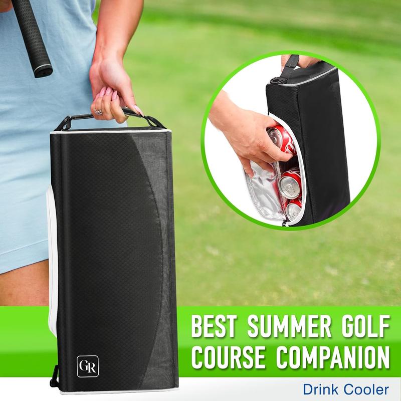 Golf Cooler Bag Insulated with Ice Packs - Keeps 6 Beer Cans or 2 Wine Bottles Cold for Hours, Fits Discreetly in Golf Bags; Golf Accessories Fathers Day Dad Gifts for Men from Daughter Son Wife