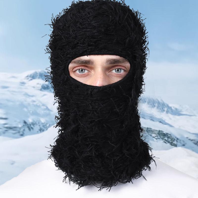 Full Face Knitted Balaclava, 1 Count Windproof Warm Knitted Balaclava, Winter Outdoor Sports Face Mask for Skiing, Snowboarding, Cycling, Running