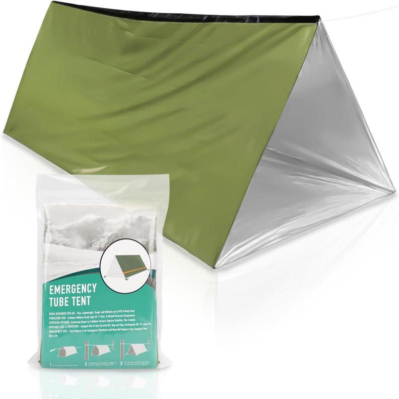 Outdoor Portable Tent, 1 Count Emergency Heating Camping Tent With Para-cord, Warm Survival Blanket For Camping & Hiking