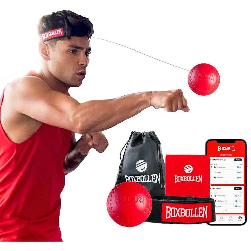 Original with App, Used by Celebrities - MMA Gear Boxing Ball - Boxing Reflex Ball with Adjustable Strap - Interactive Boxball App Integration - 1 Pack