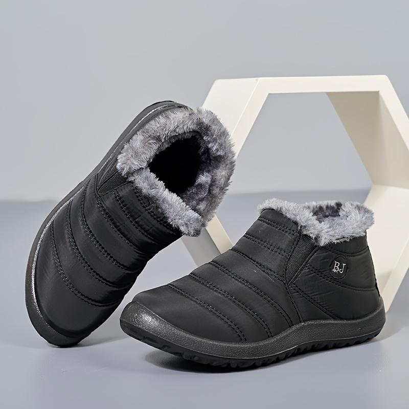 Men's Snow Boots, Winter Thermal Shoes, Windproof Hiking Boots With Fuzzy Lining