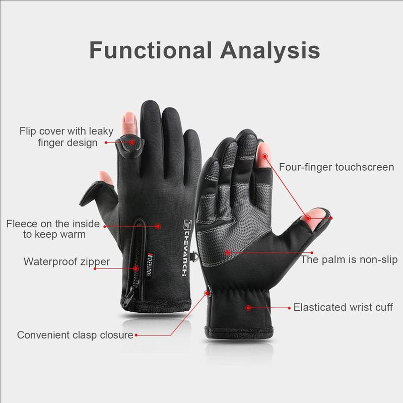 Winter Leaky Two-finger Sports Touch Screen Gloves, Fishing Cycling Warm Ski Gloves, Unisex, Autumn and Winter Warm Gifts